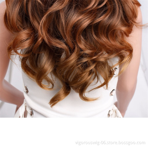 Vigorous Long Curly Wavy Dark Dark Blonde Wigs Middle Part Heat Resistant Glamorous Wig Synthetic Daily Party Women Wig